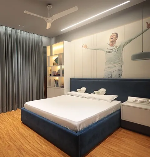 Modern bedroom by interior designers in gurgaon with warm style