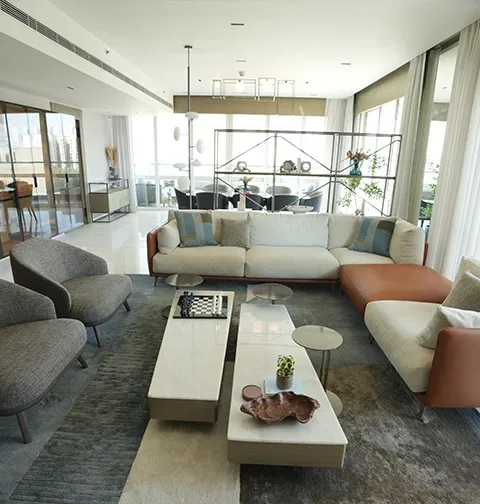 This expansive and bright living area displays true upscale luxury.